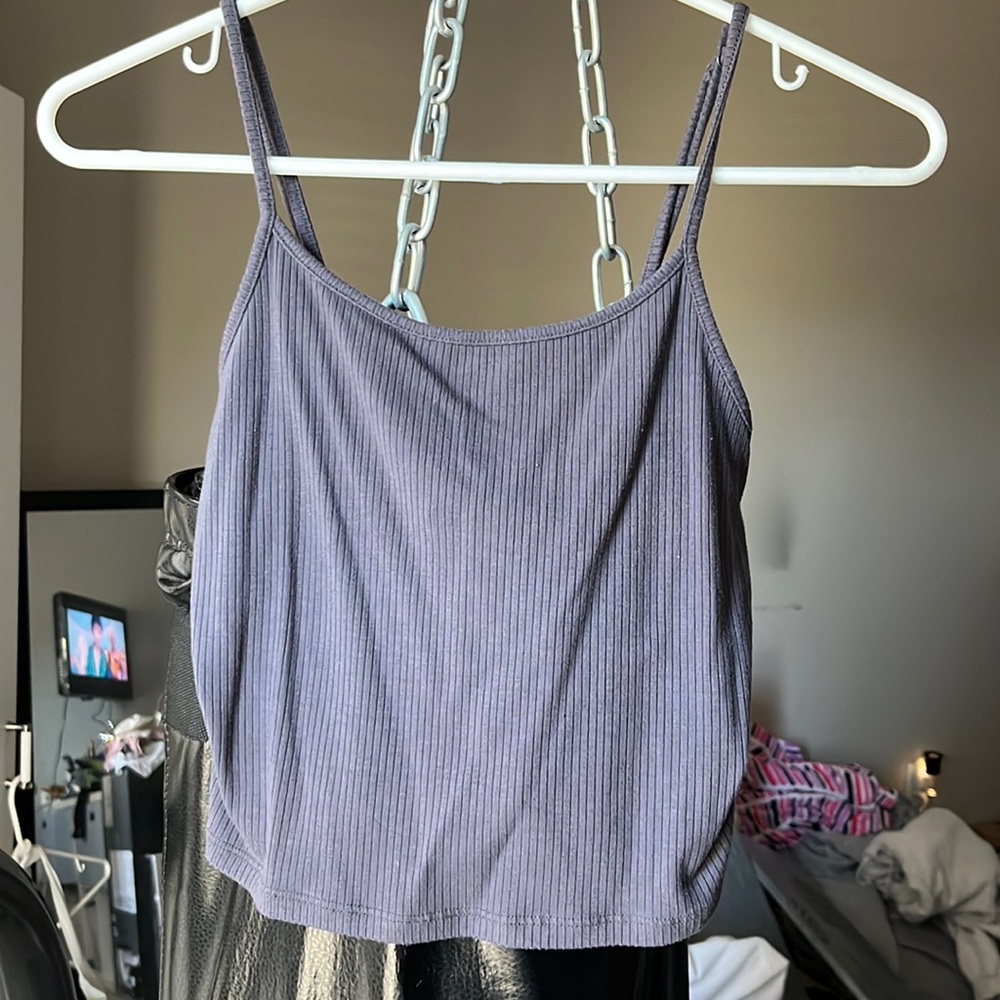 blue crop top with adjustable straps